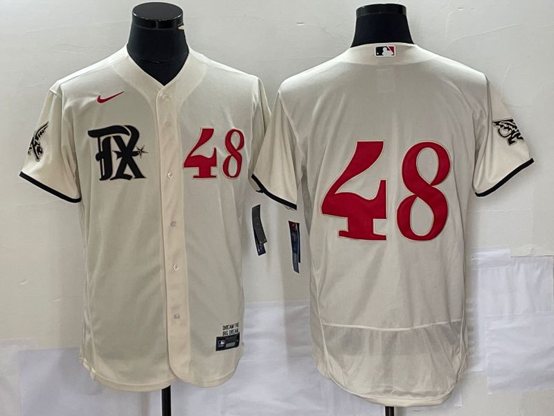 Men Texas Rangers 48 No Name Nike Cream 2023 City Connect Replica Player Elite MLB Jersey